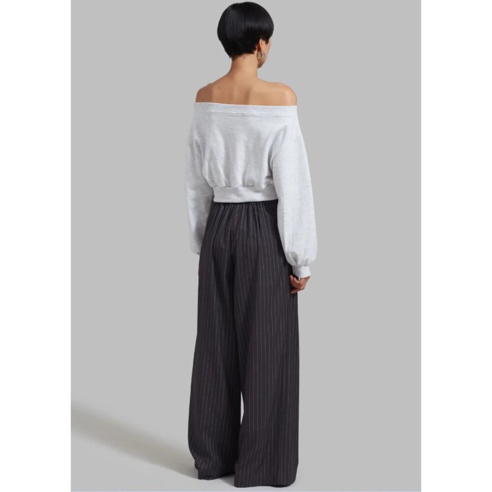 The Frankie Shop Gine Cropped Sweatshirt Off The Shoulder Grey Melange Size M/L - Picture 2 of 7